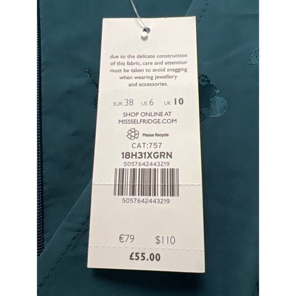 NWT‎ Miss Selfridge Women’s V-Neck 3/4 Sleeve Floral Cropped Jumpsuit Sz 6 Green - Picture 6 of 8